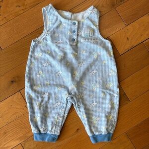 VTG Blue Plaid Jumpsuit with Farm Animals Size 6-9 Months